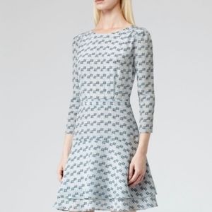 Reiss Light Blue and Navy Printed Mini Dress